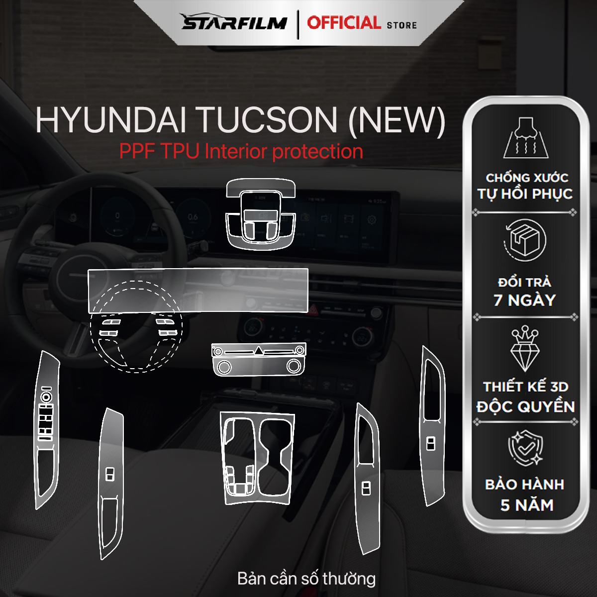 HYUNDAI TUCSON  PPF TPU chống xước tự hồi phục STARFILM